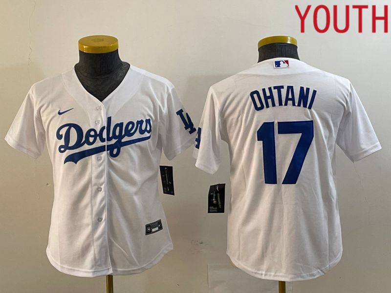 Youth Los Angeles Dodgers #17 Ohtani White Nike Game MLB Jersey style 1